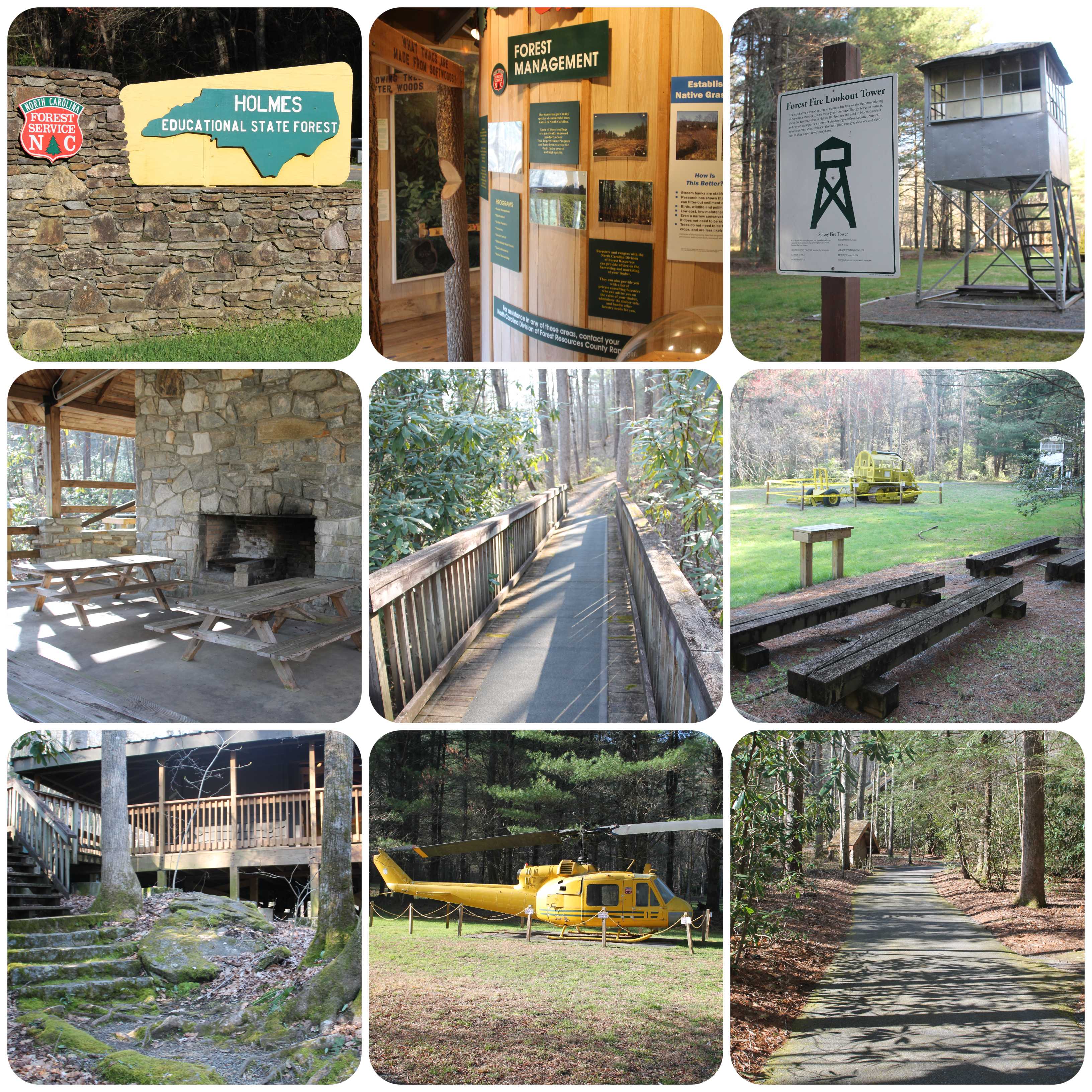 Photo montage of Holmes features, trails.