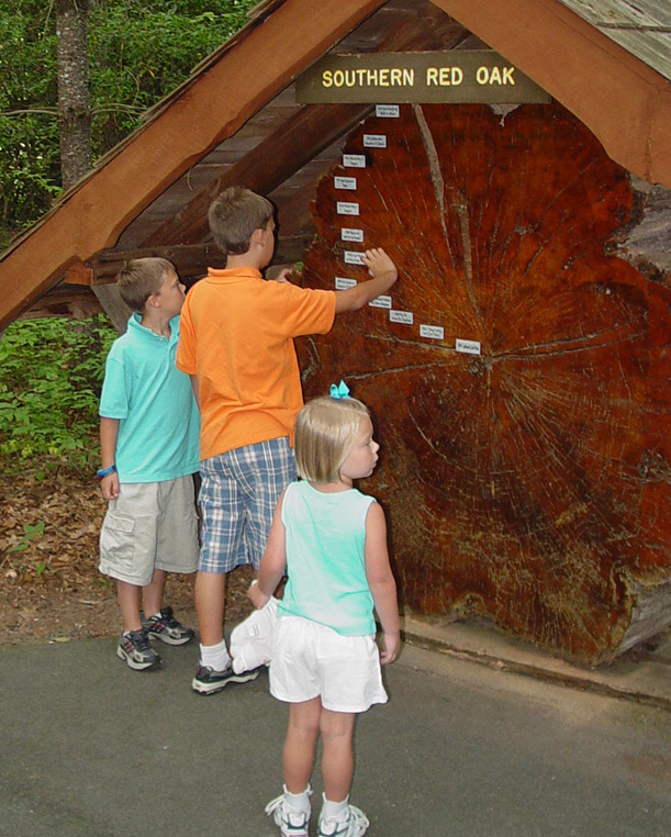 Photo of family at Learning exhibit at Holmes Educational State Forest